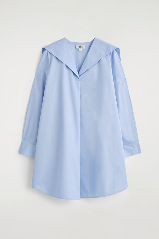 Sailor-Collar Cotton Mini Dress