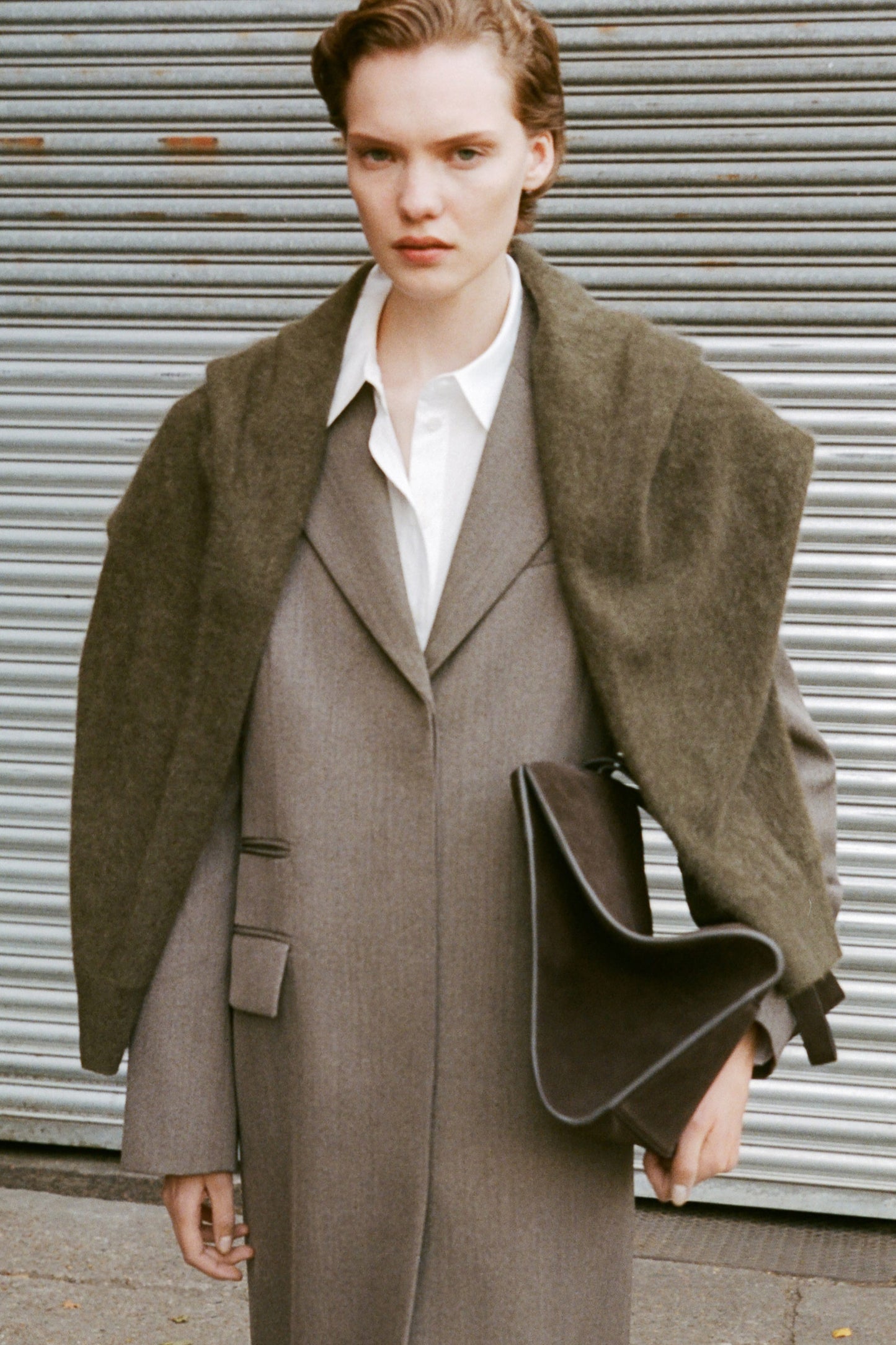 Brushed-Cashmere Crew-Neck Cardigan