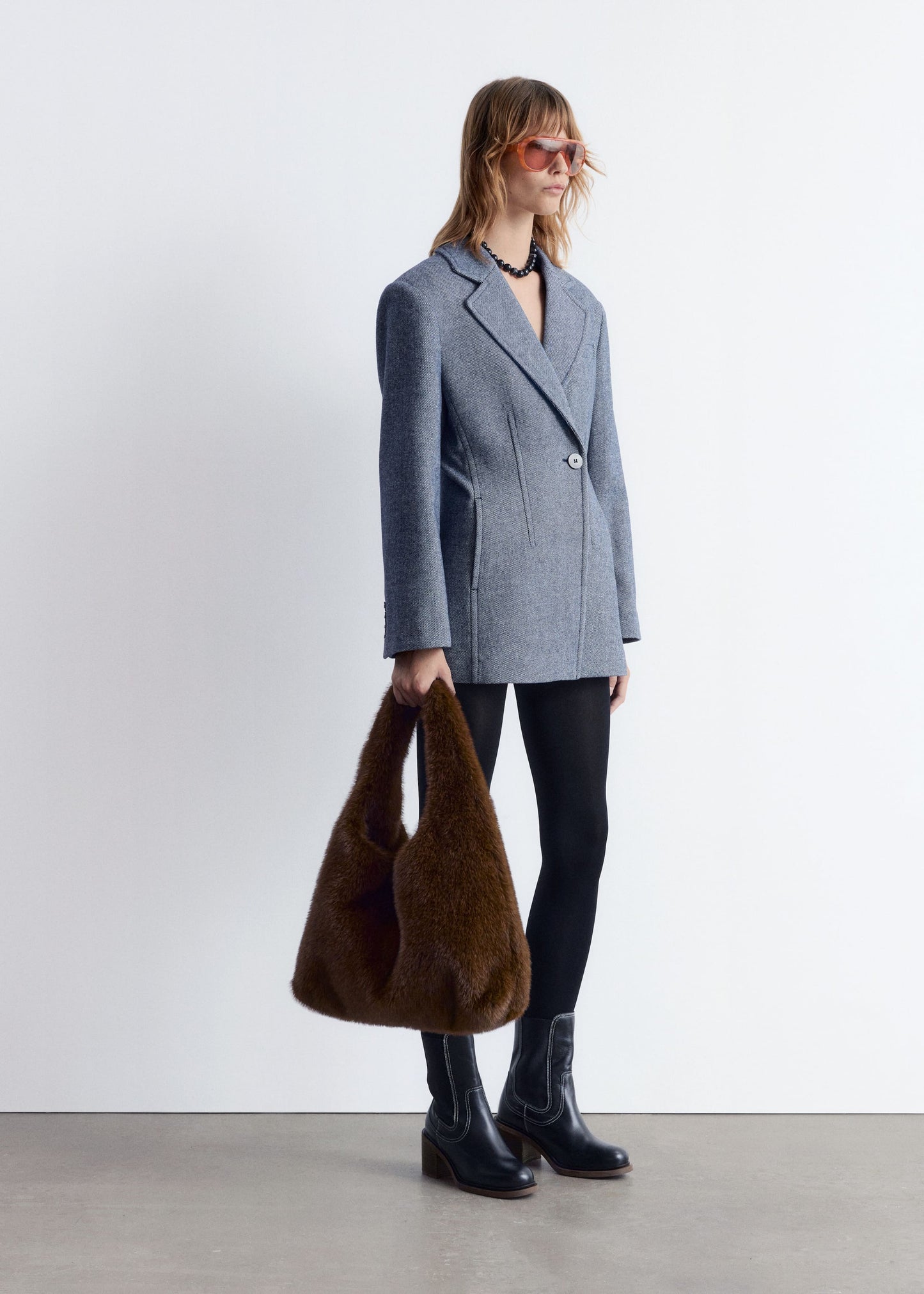 Fitted Shoulder-Pad Blazer