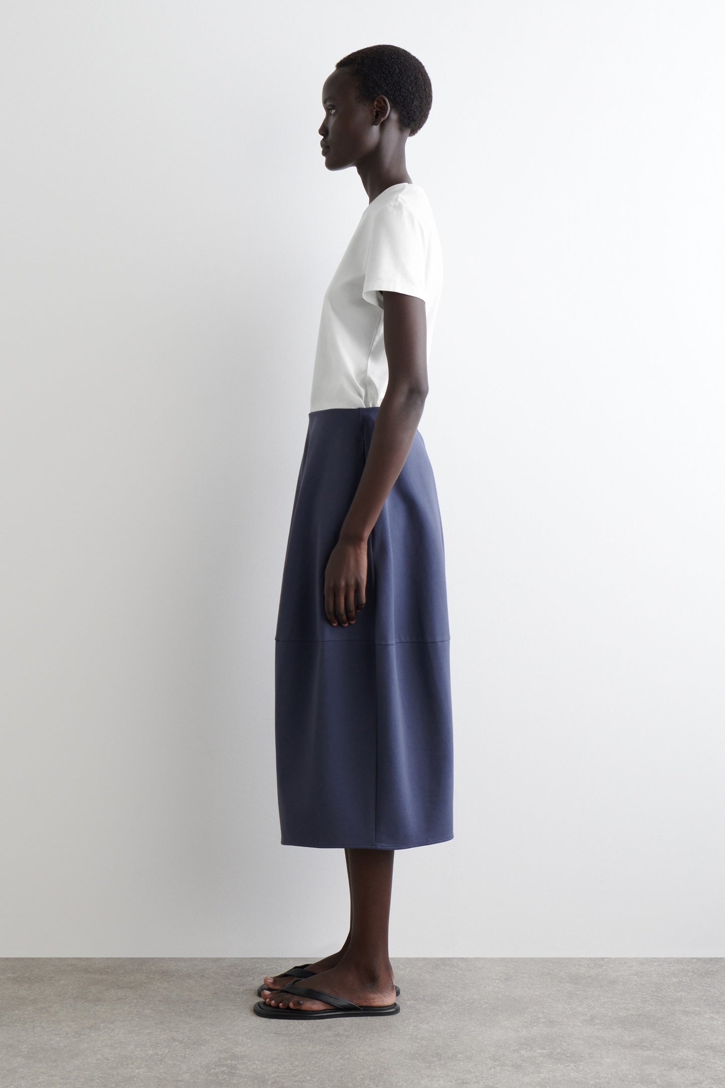 Rounded Cotton Midi Skirt