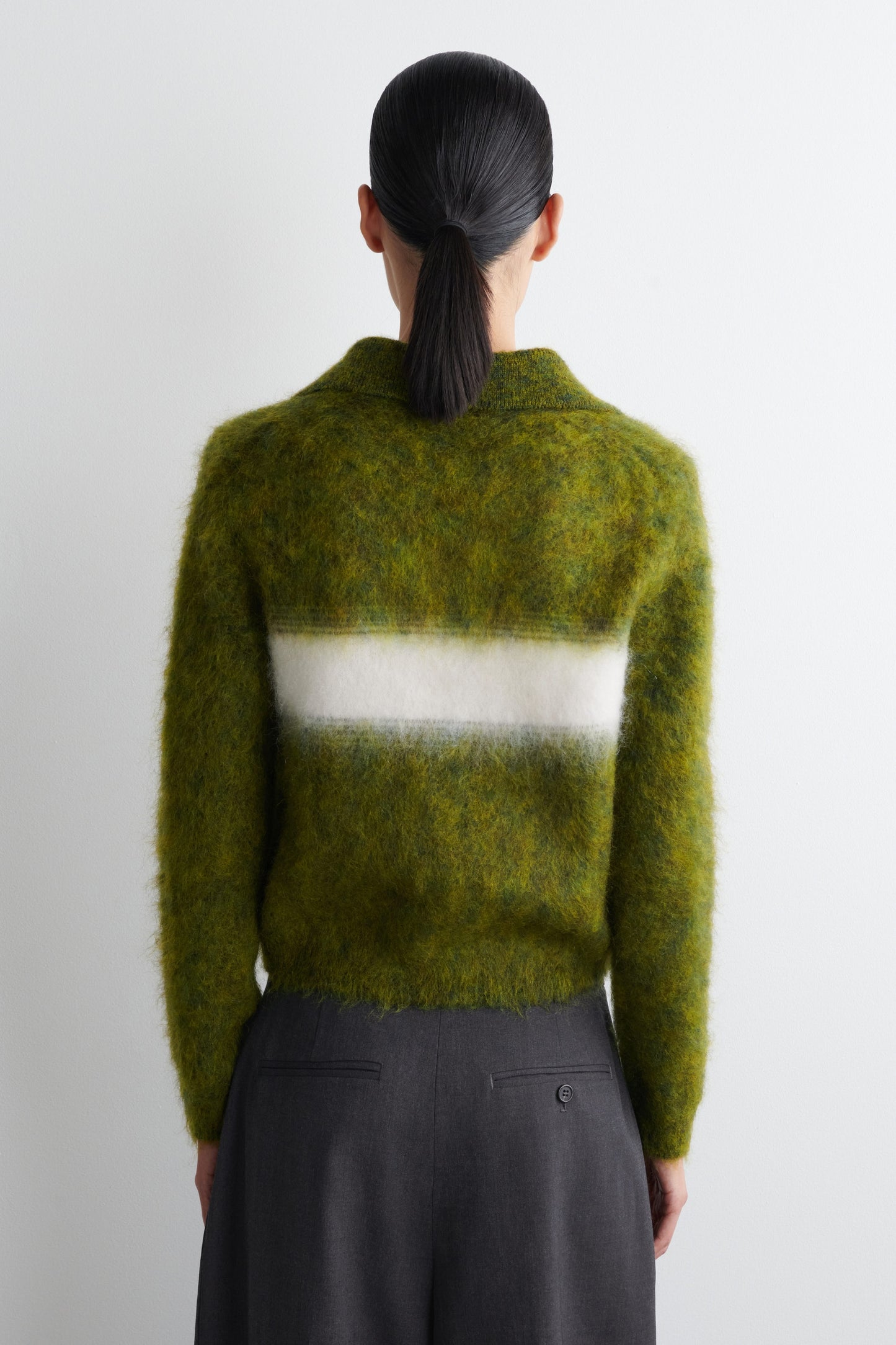 Striped Mohair-Blend Polo Jumper
