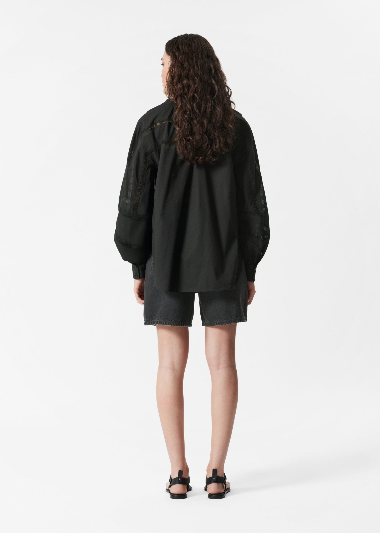 Voluminous Lace-trimmed Blouse
