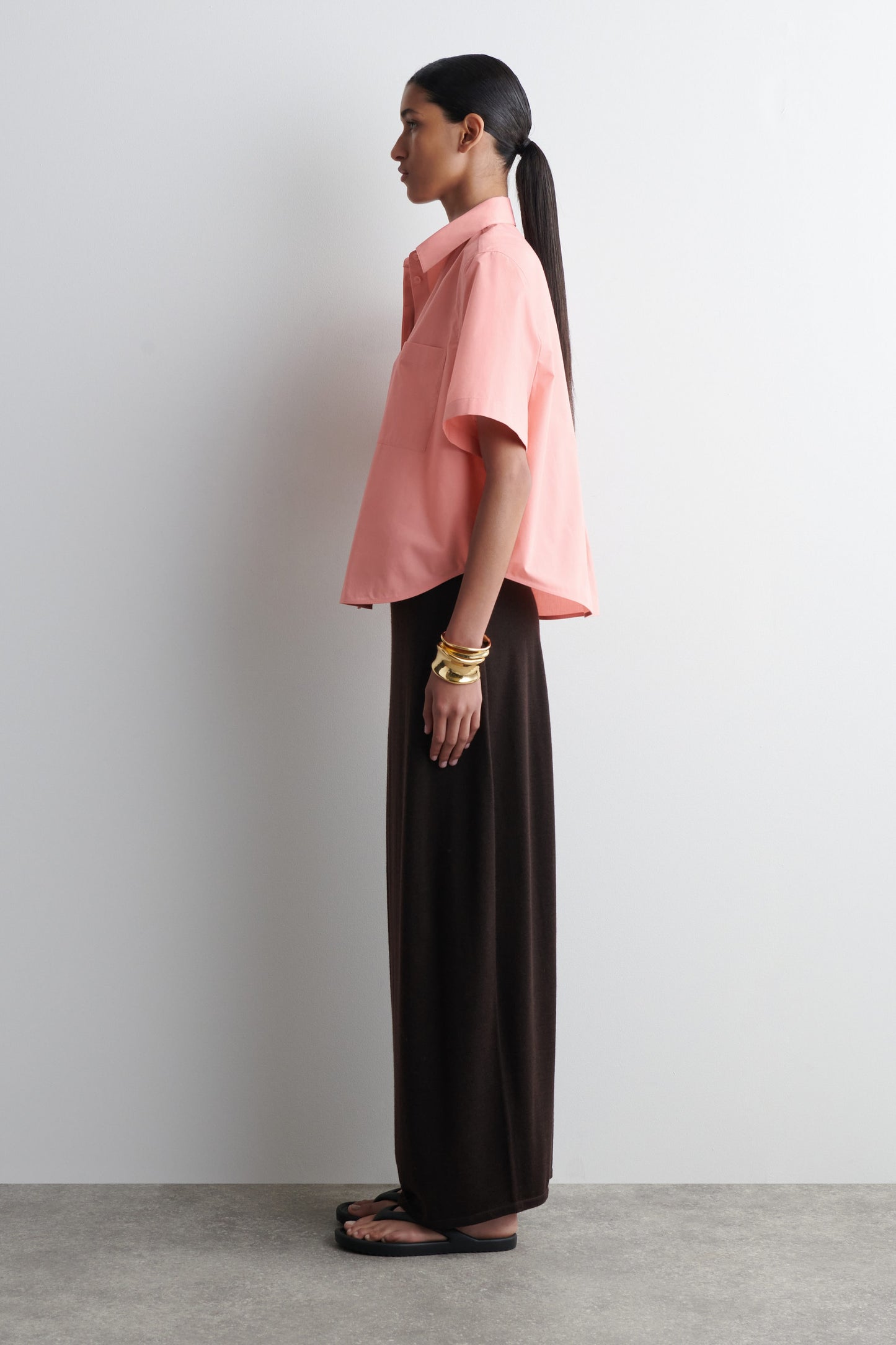 Cropped Short-Sleeved Cotton Shirt