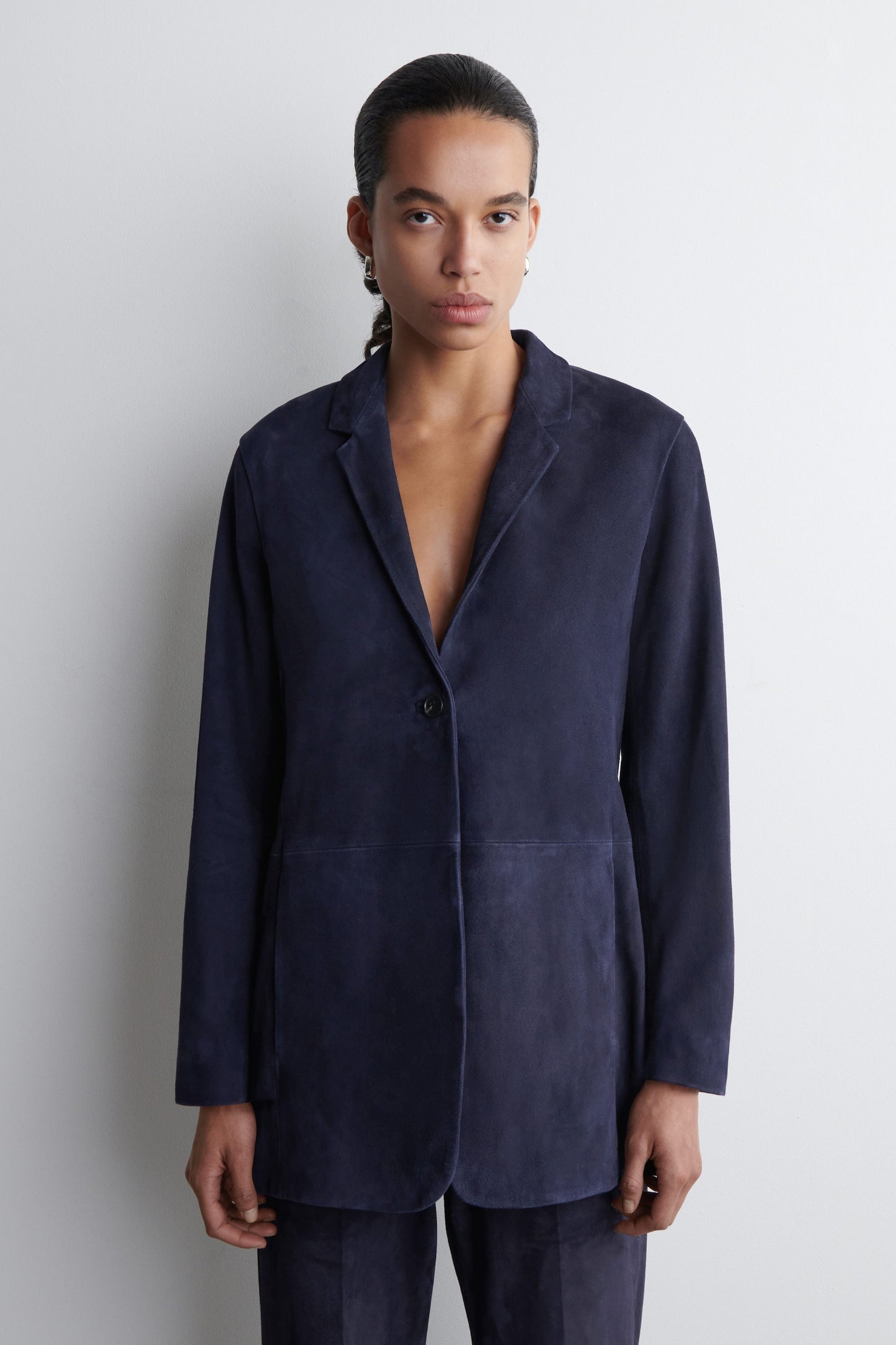 Suede Single-Breasted Blazer