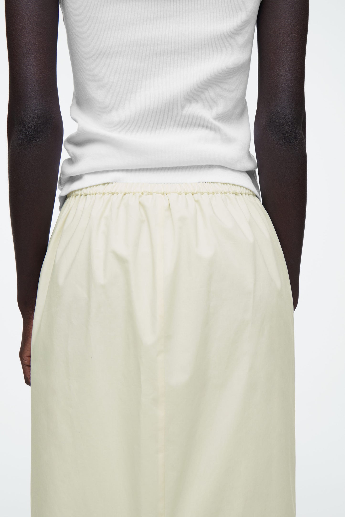Cotton drawstring midi skirt