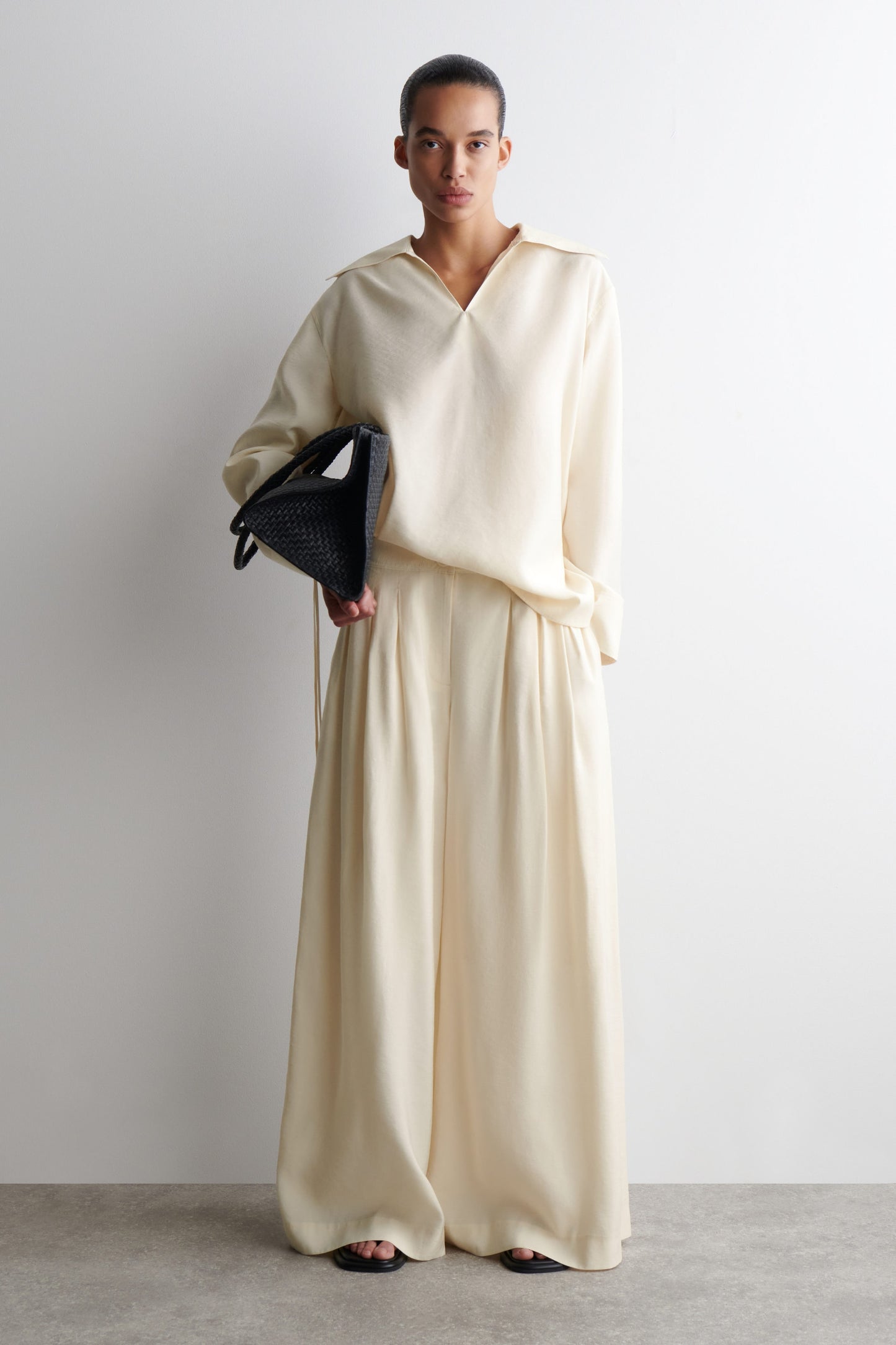 Wide-Collar Modal Blouse