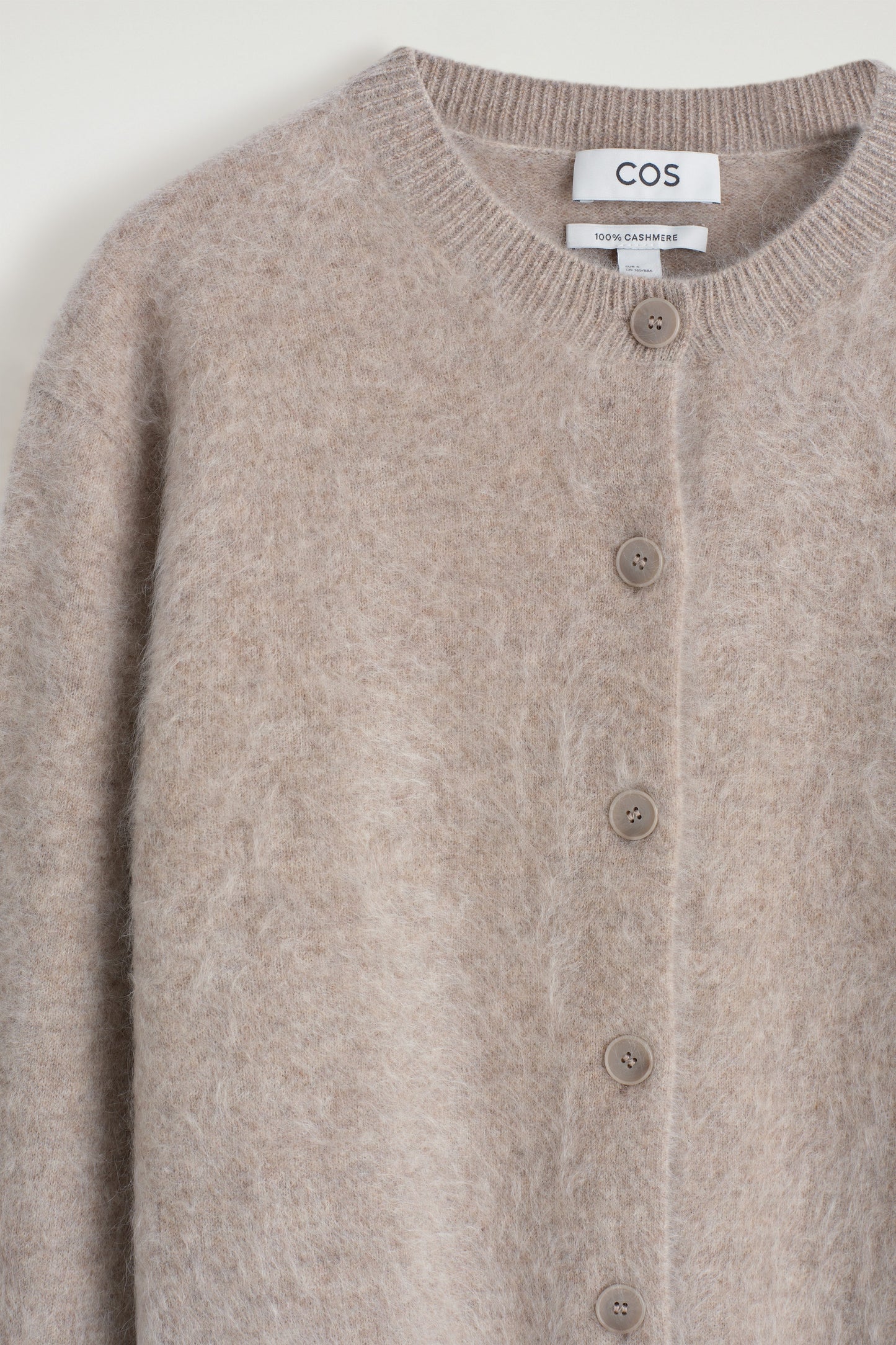 Brushed-Cashmere Crew-Neck Cardigan