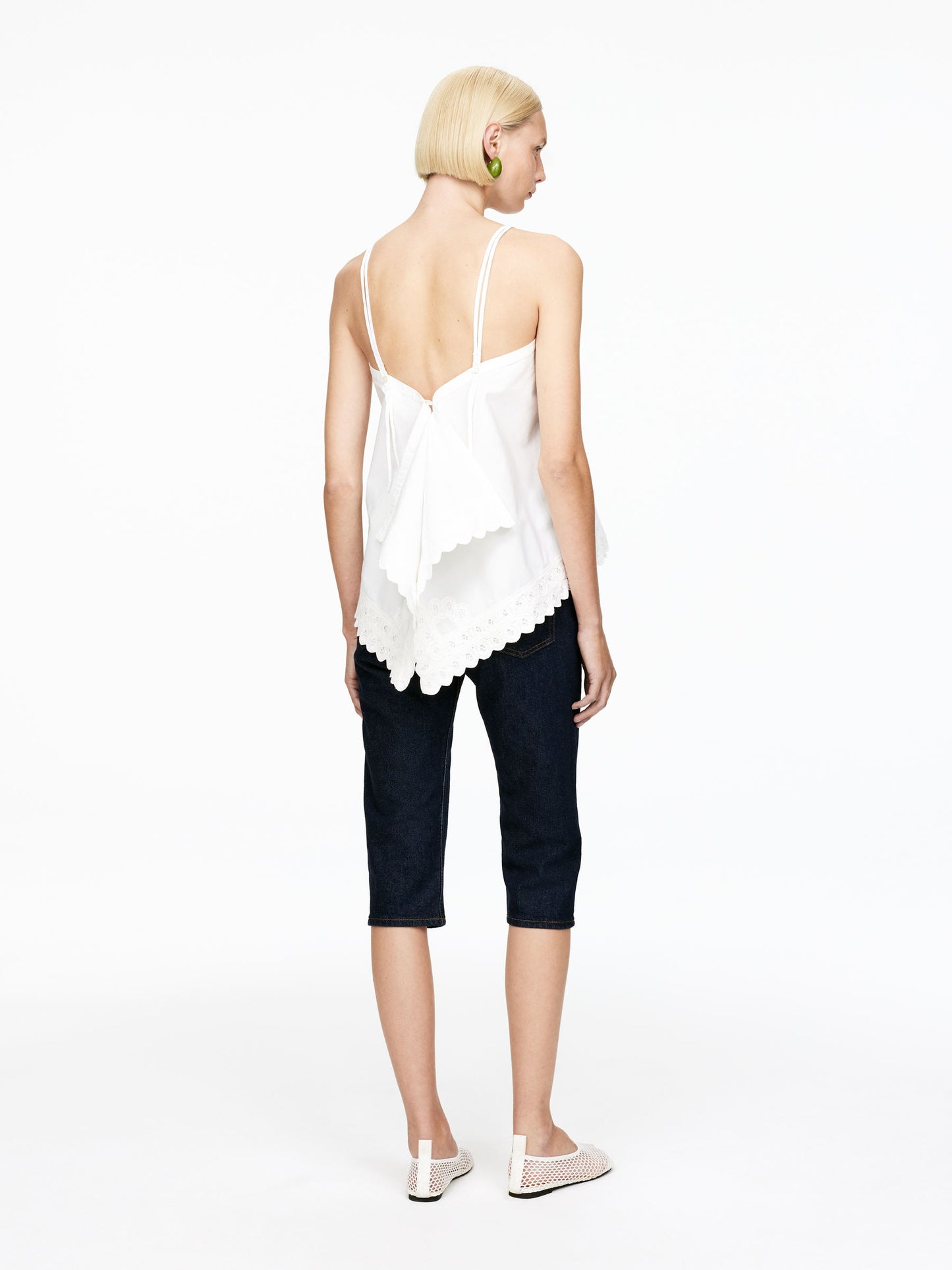 Embroidery-Detail Strap Top