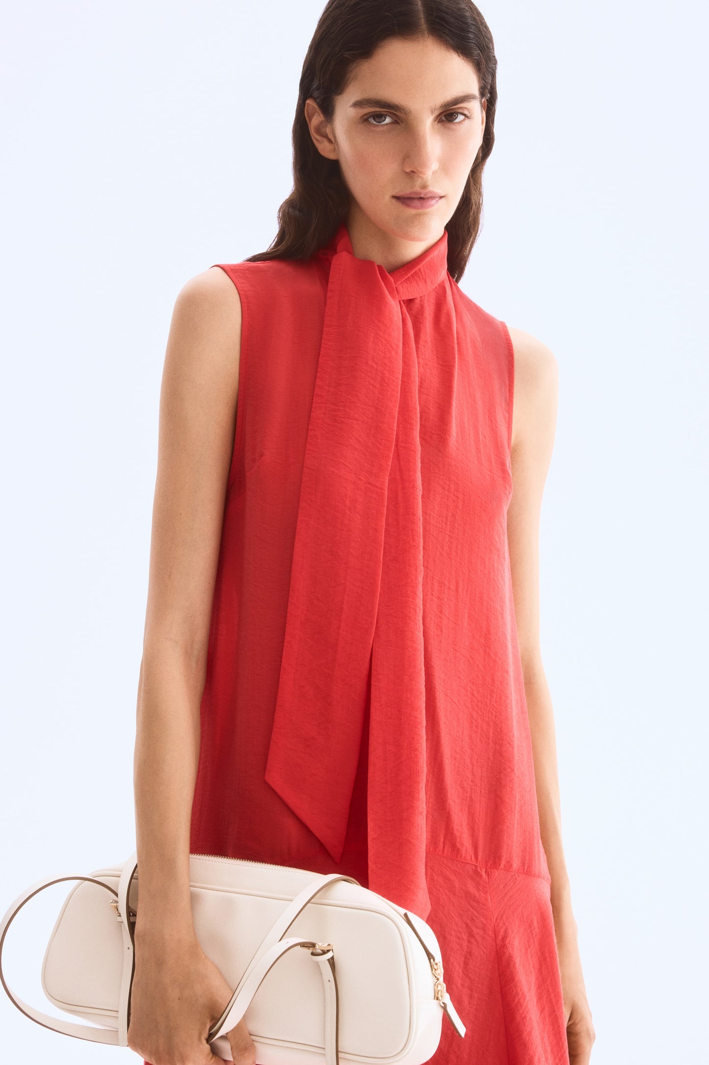 Tie-neck organza dress