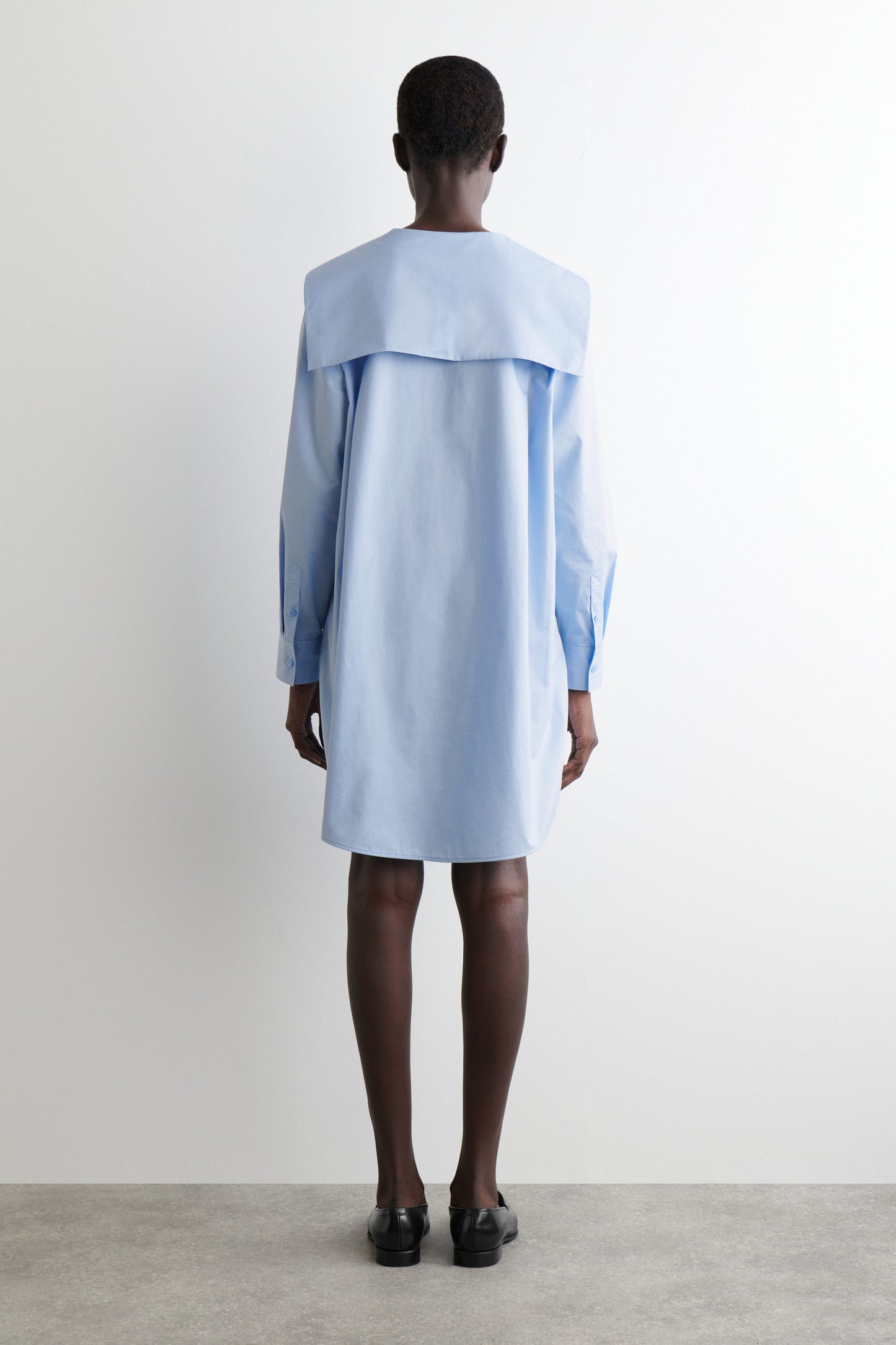 Sailor-Collar Cotton Mini Dress
