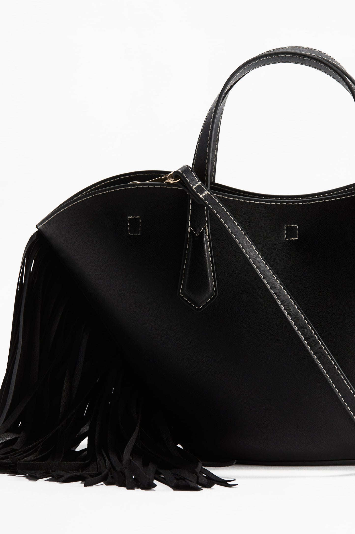 Fringe-trimmed crossbody bag