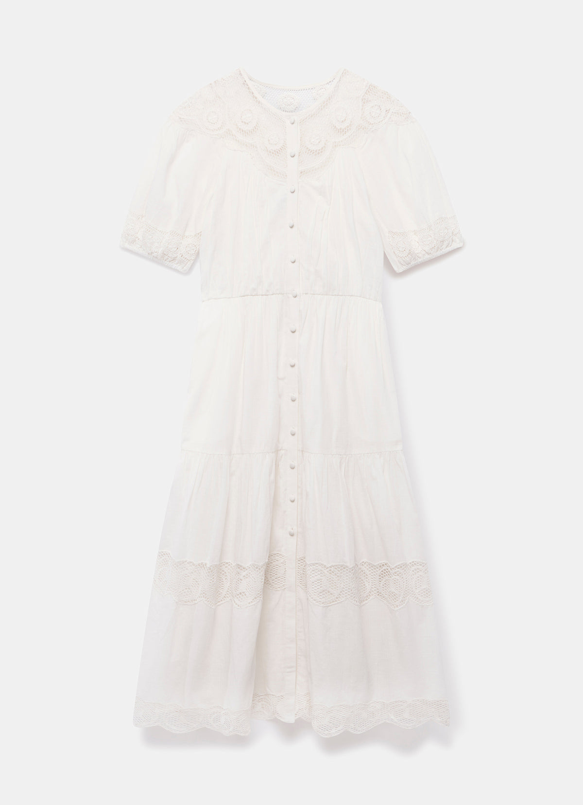 White Embroidered Midi Dress