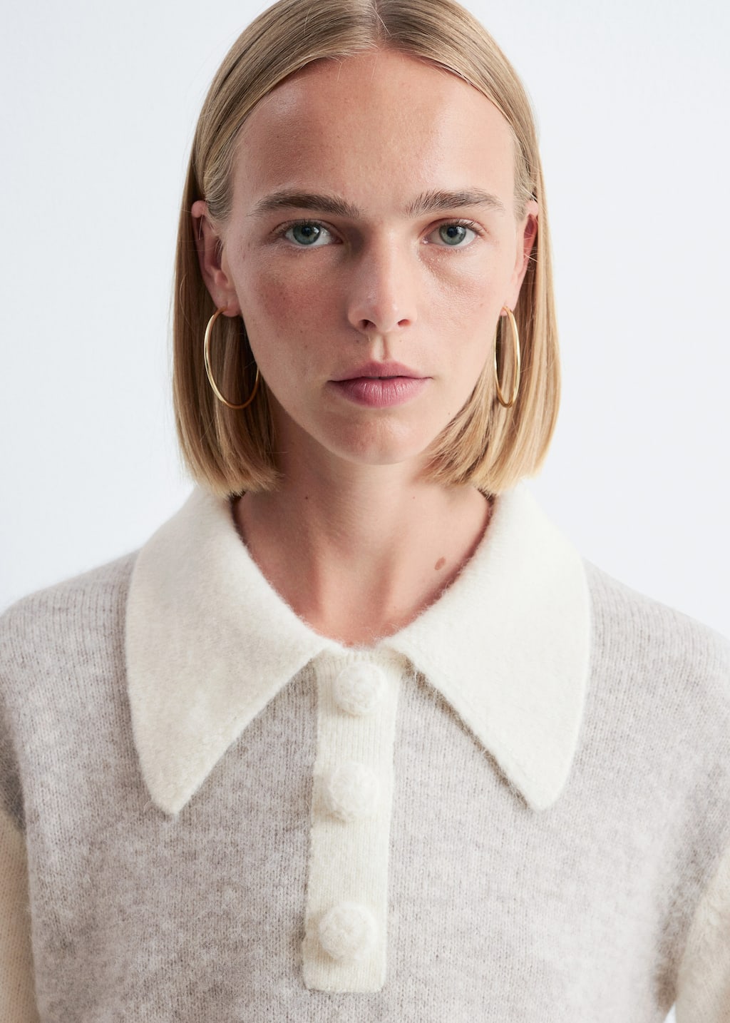 Alpaca-Blend Collared Jumper