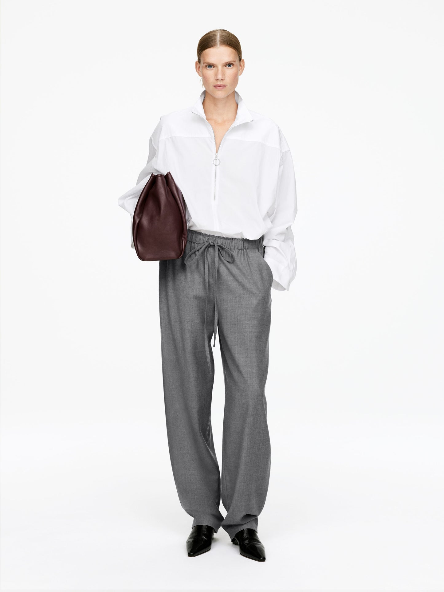 Drawstring Flannel Trousers