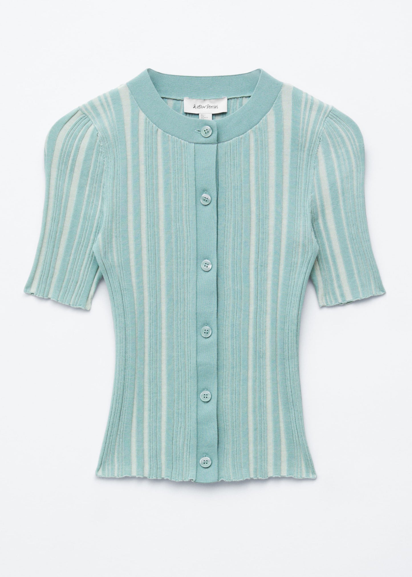 Short-Sleeve Rib-Knit Cardigan