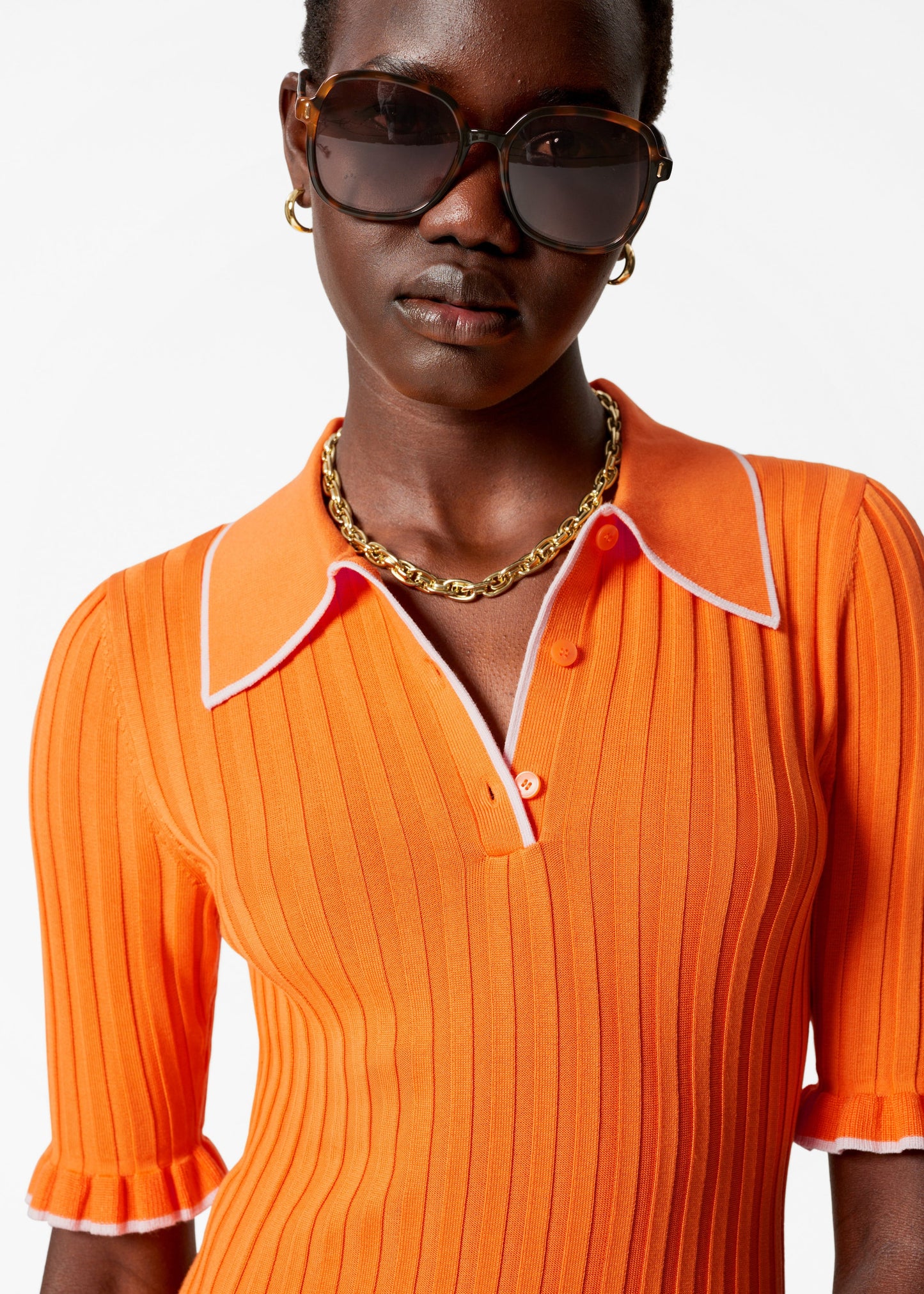 Rib-Knit Polo Shirt