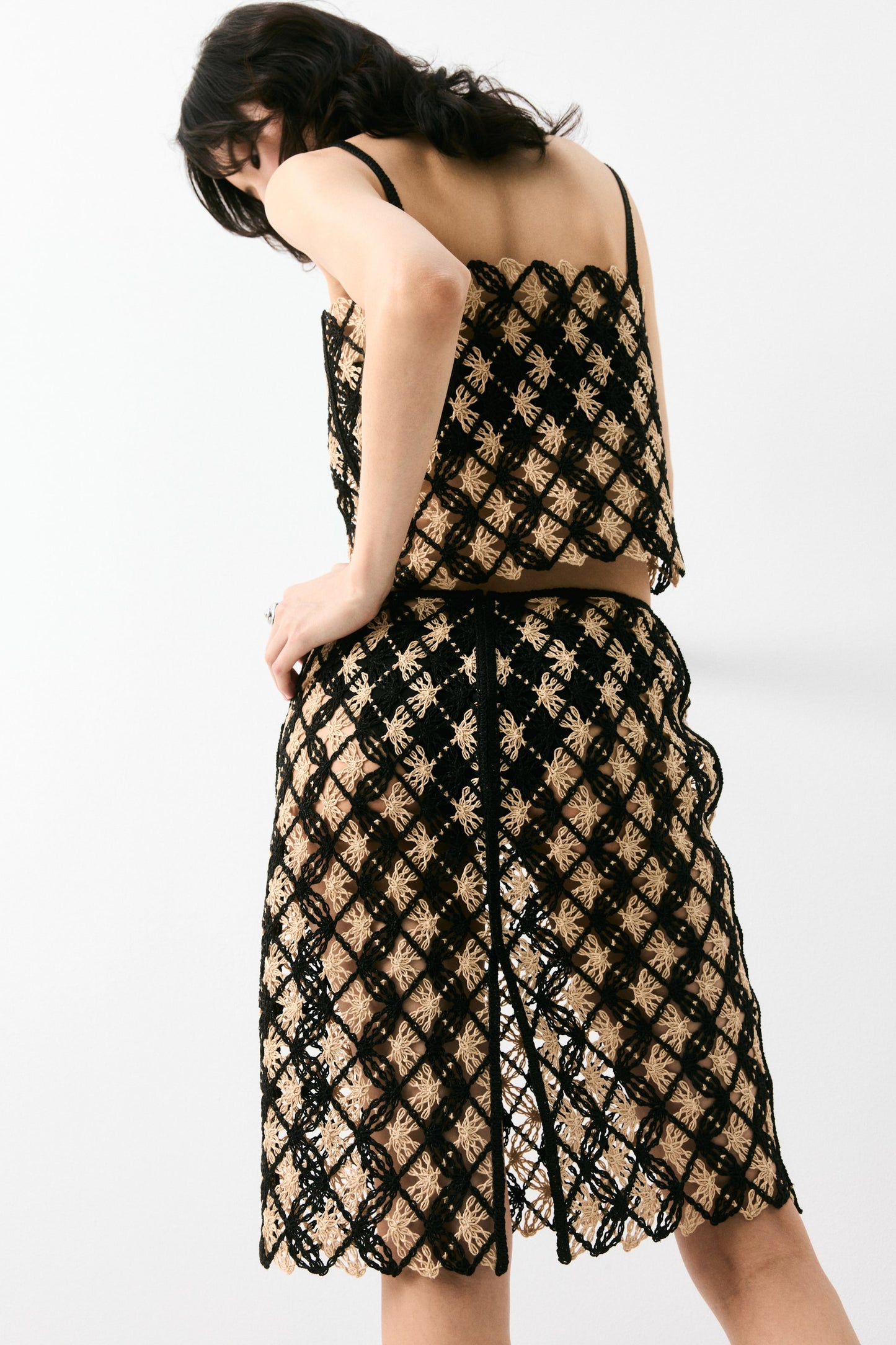 Crochet-look skirt