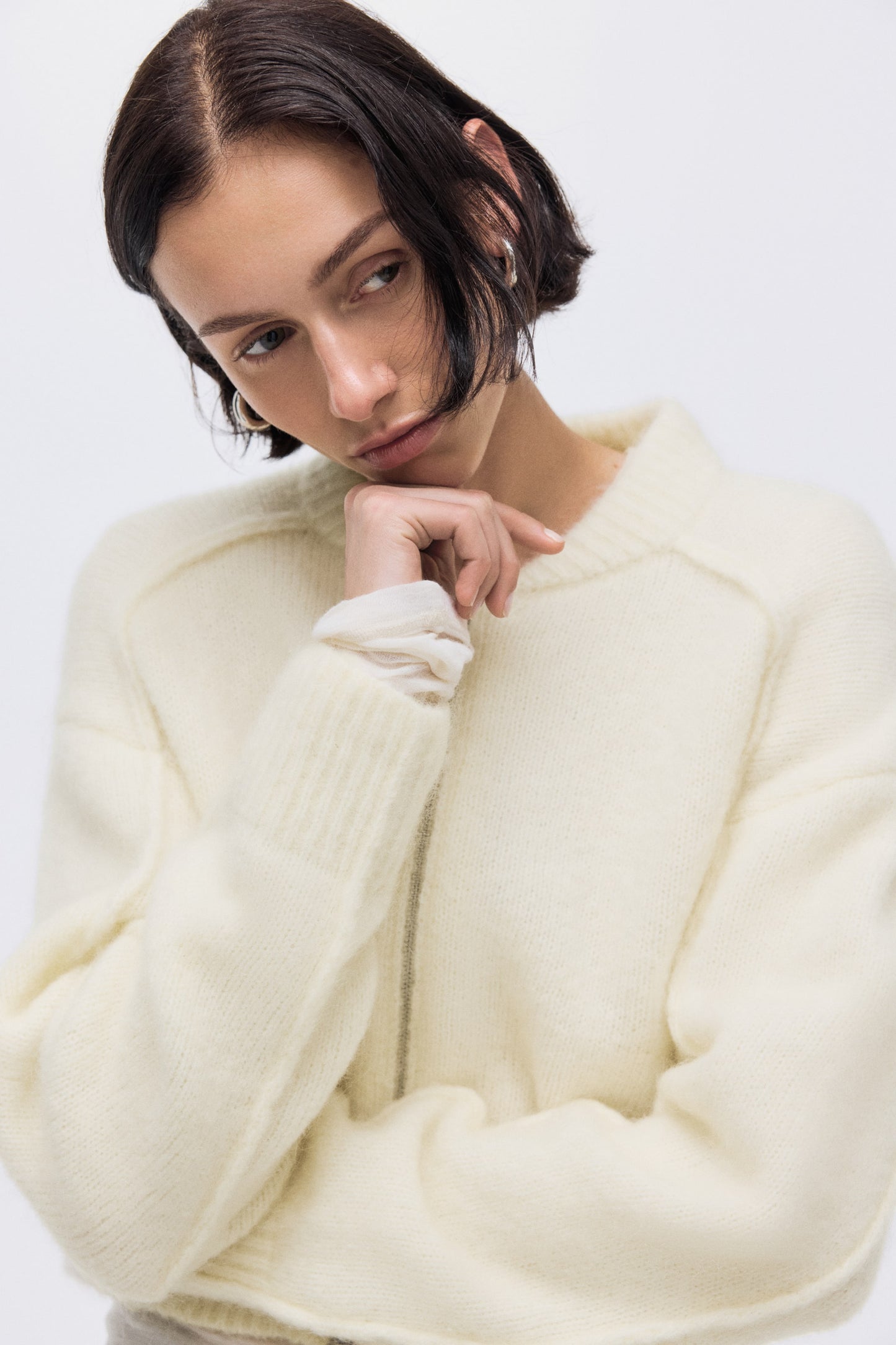 Mohair-blend zip-through cardigan