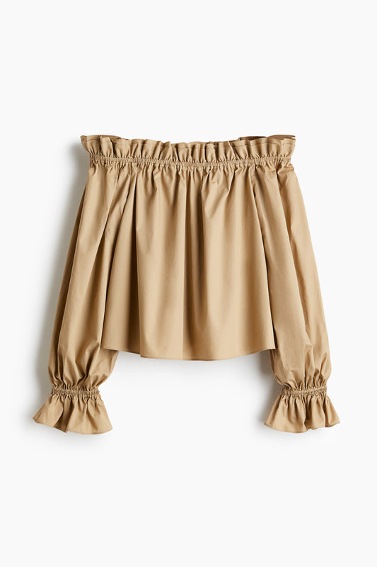 Off-the-shoulder poplin blouse