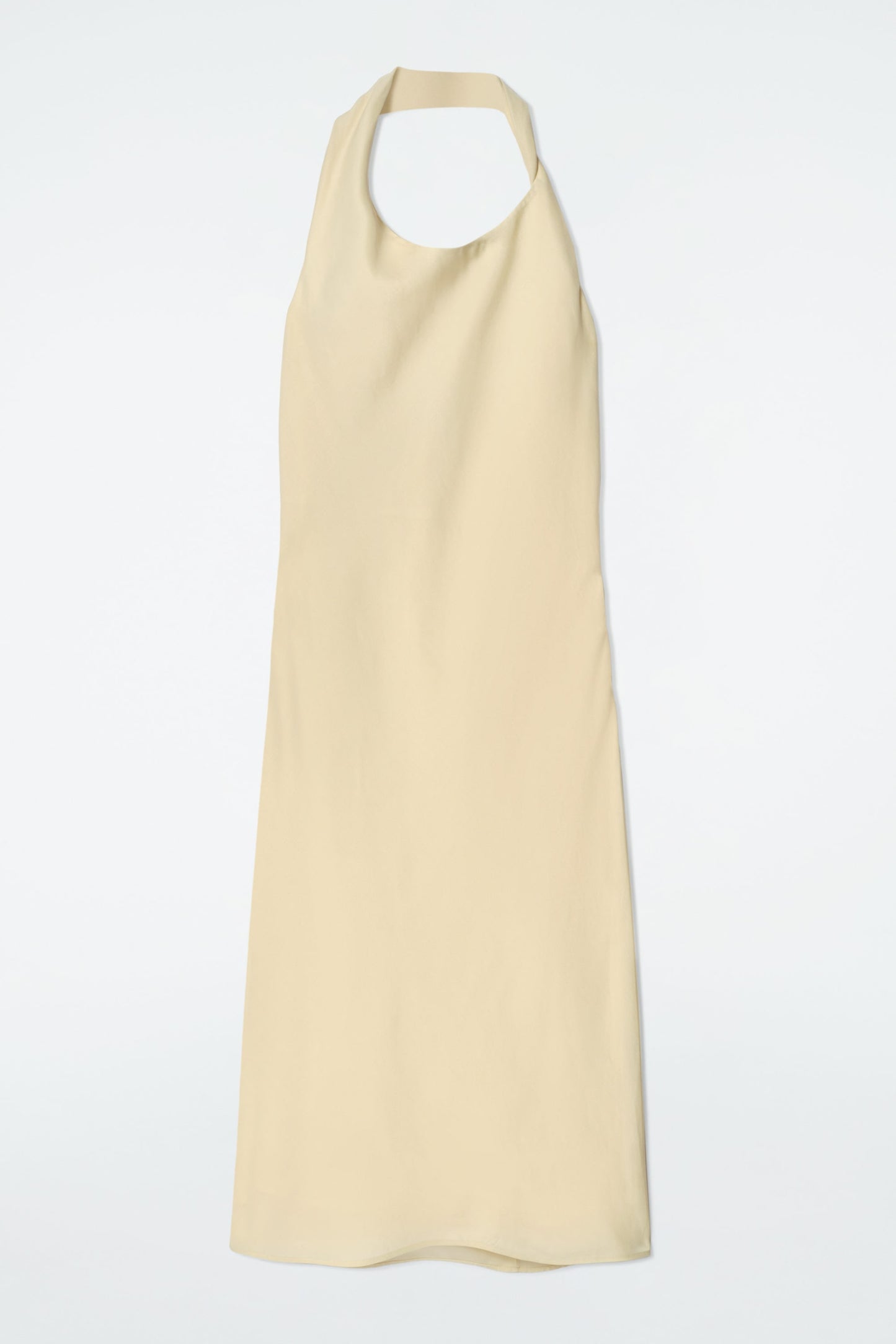 Twisted linen-blend halterneck dress