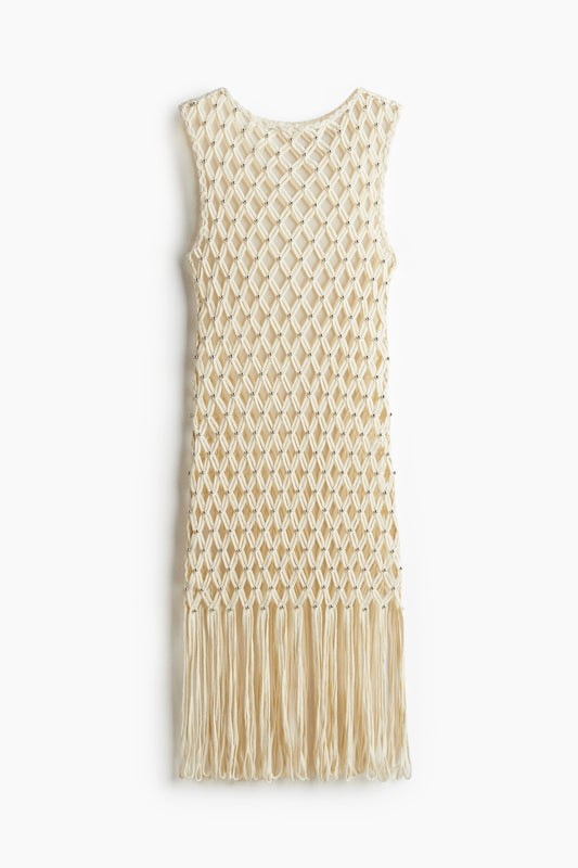 Fringed net dress