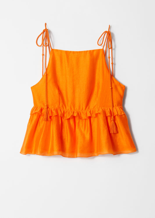 Peplum-Frill Strap Top