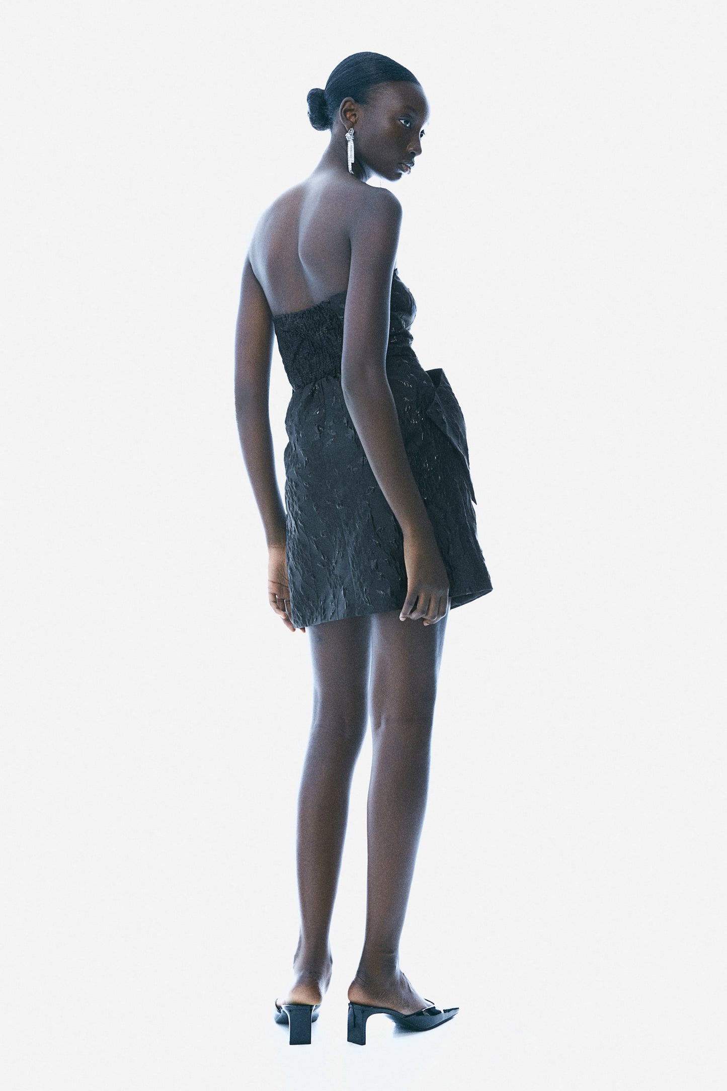 Jacquard-weave bow-front dress