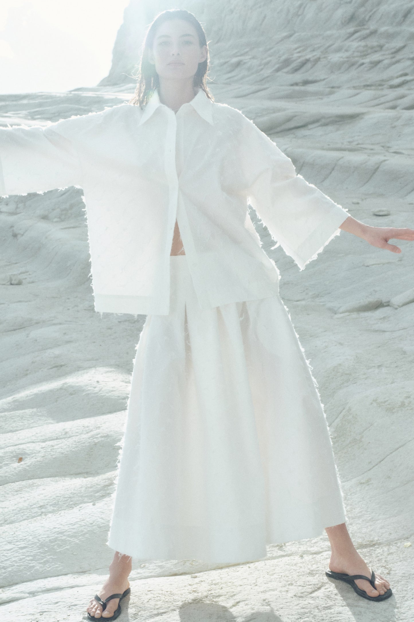 Oversized fringed shirt