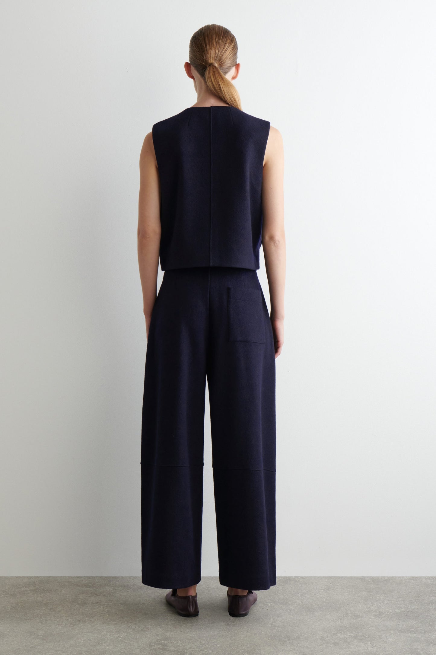Boiled-Wool Barrel-Leg Trousers