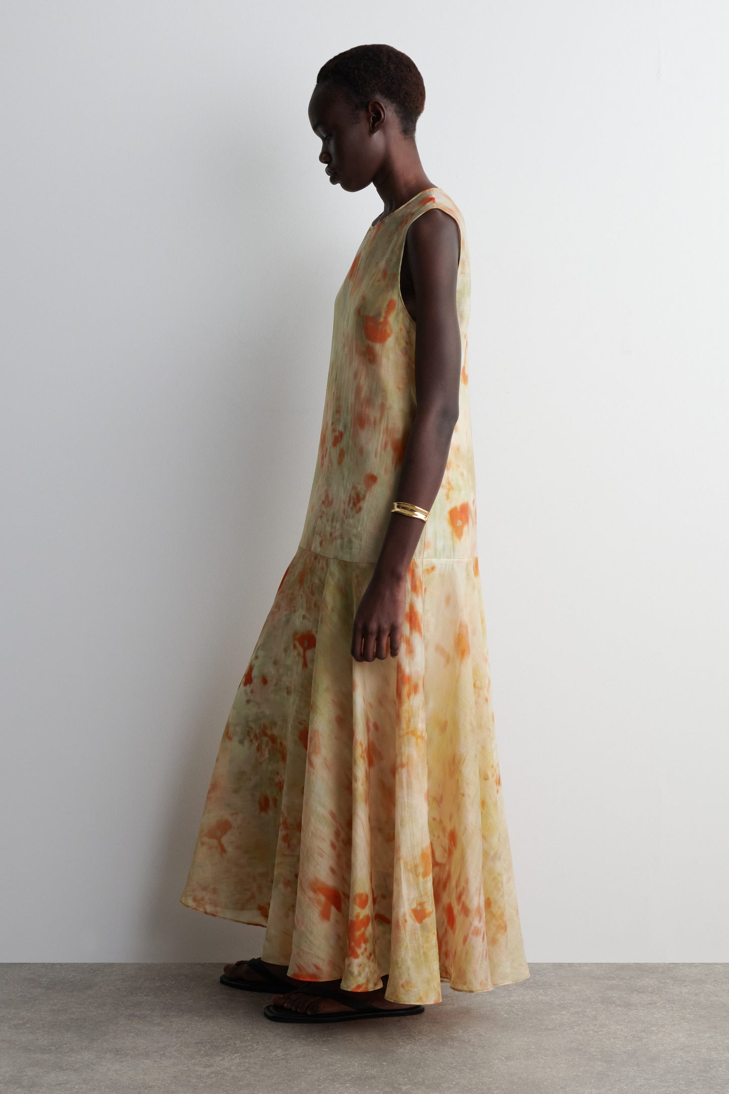 Sheer Floral-Print Maxi Dress
