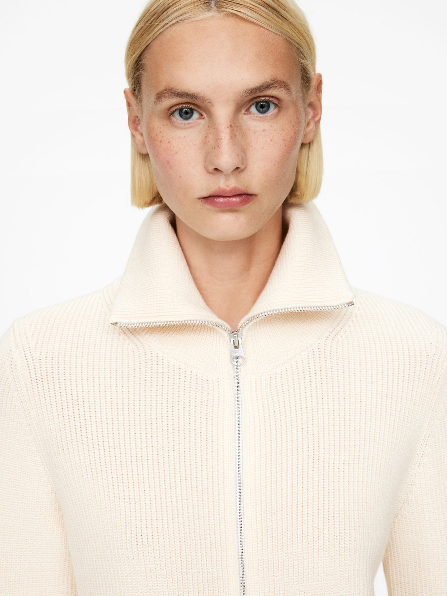 Wool-Cotton Zip Cardigan