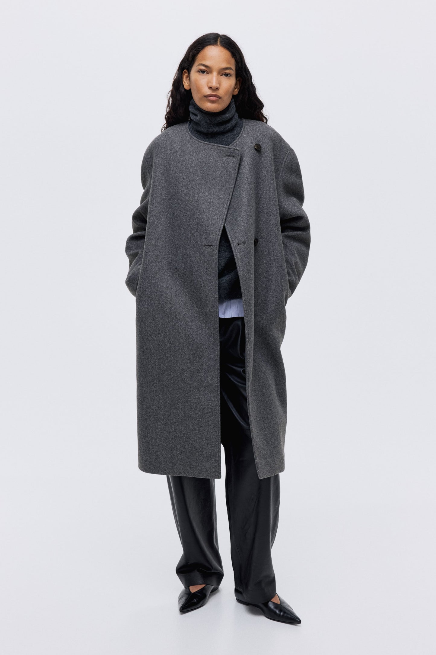 Scarf-detail coat
