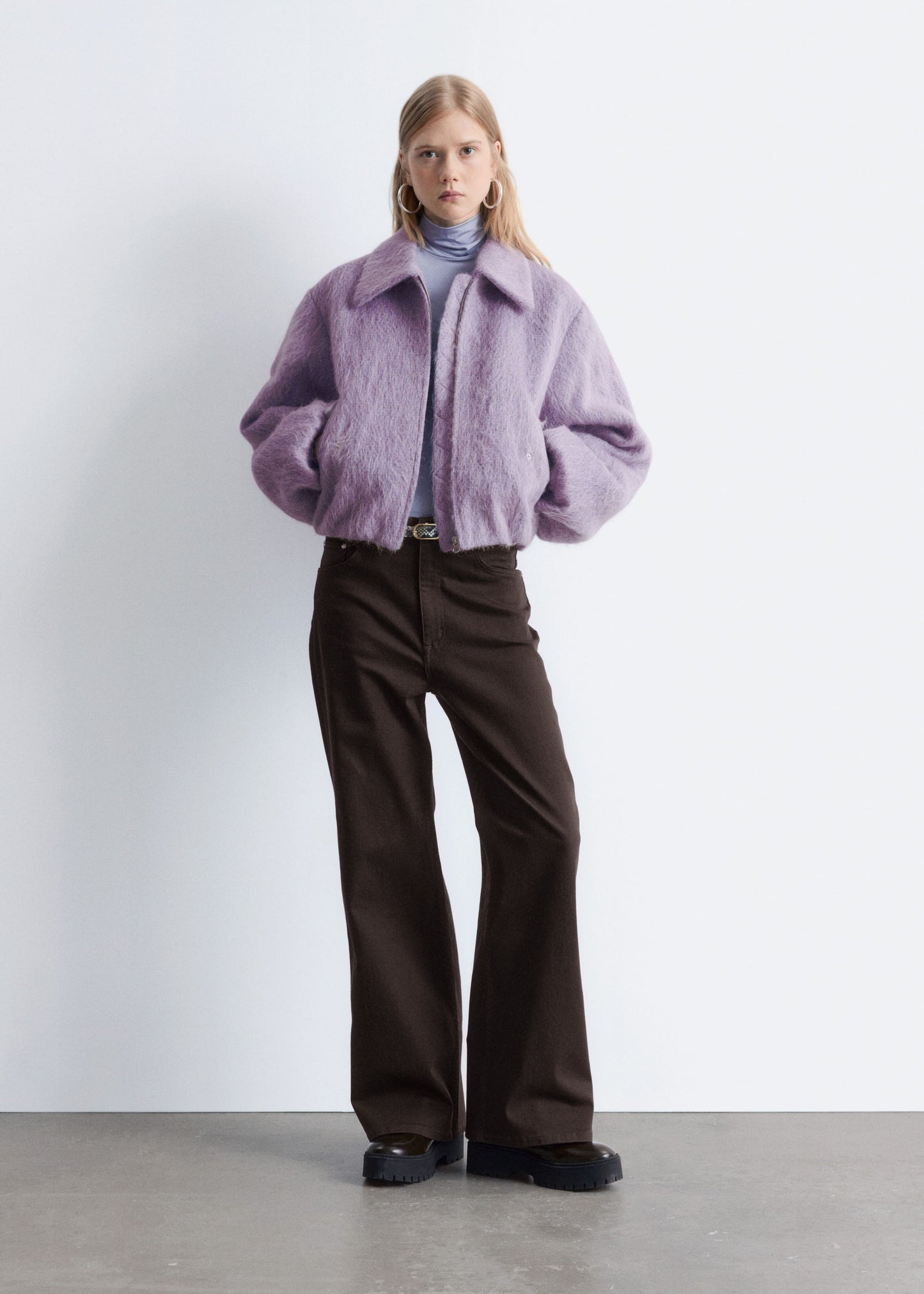 Cropped Wool Bomber Jacket