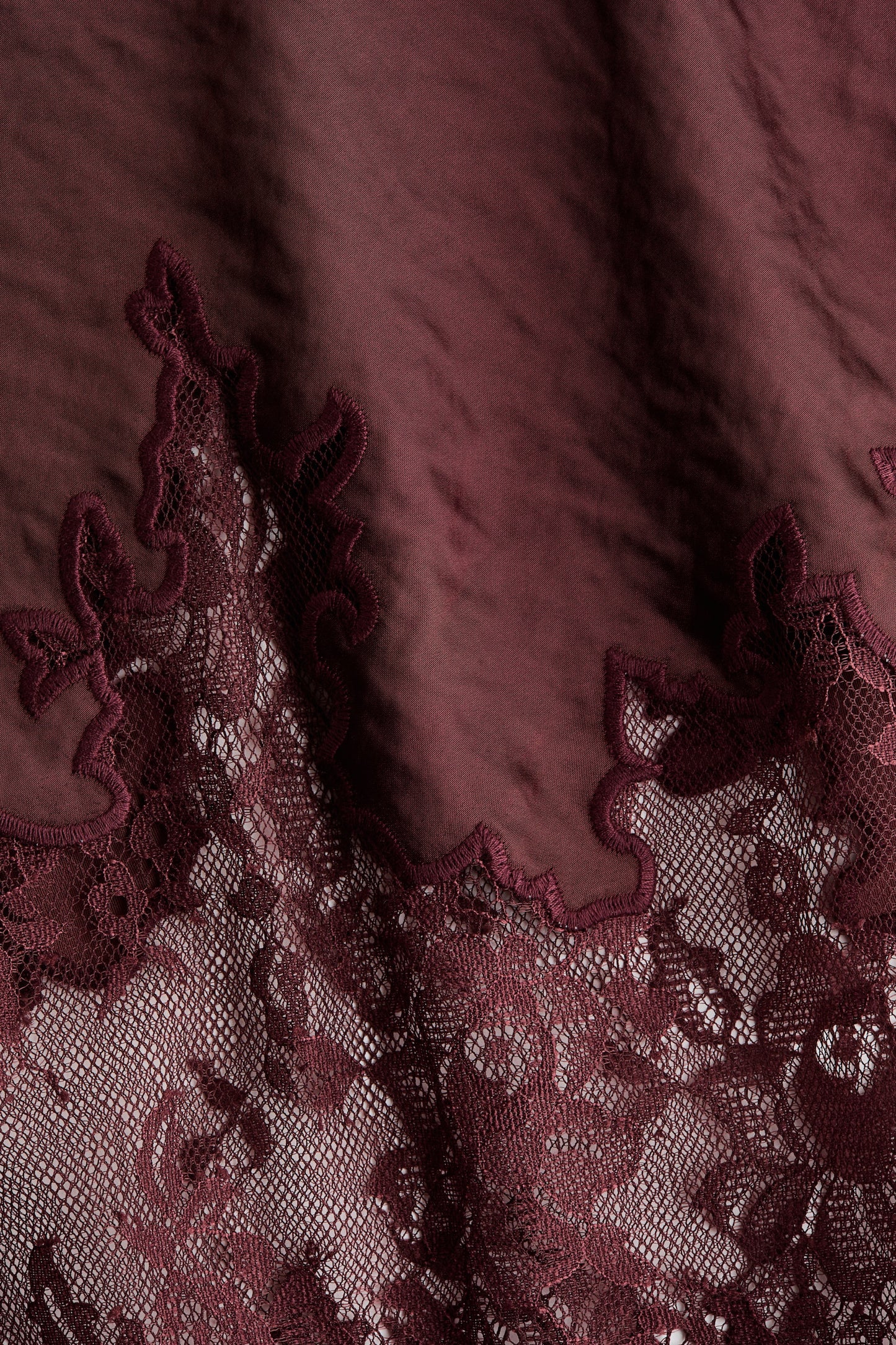 Lace-trimmed satin skirt