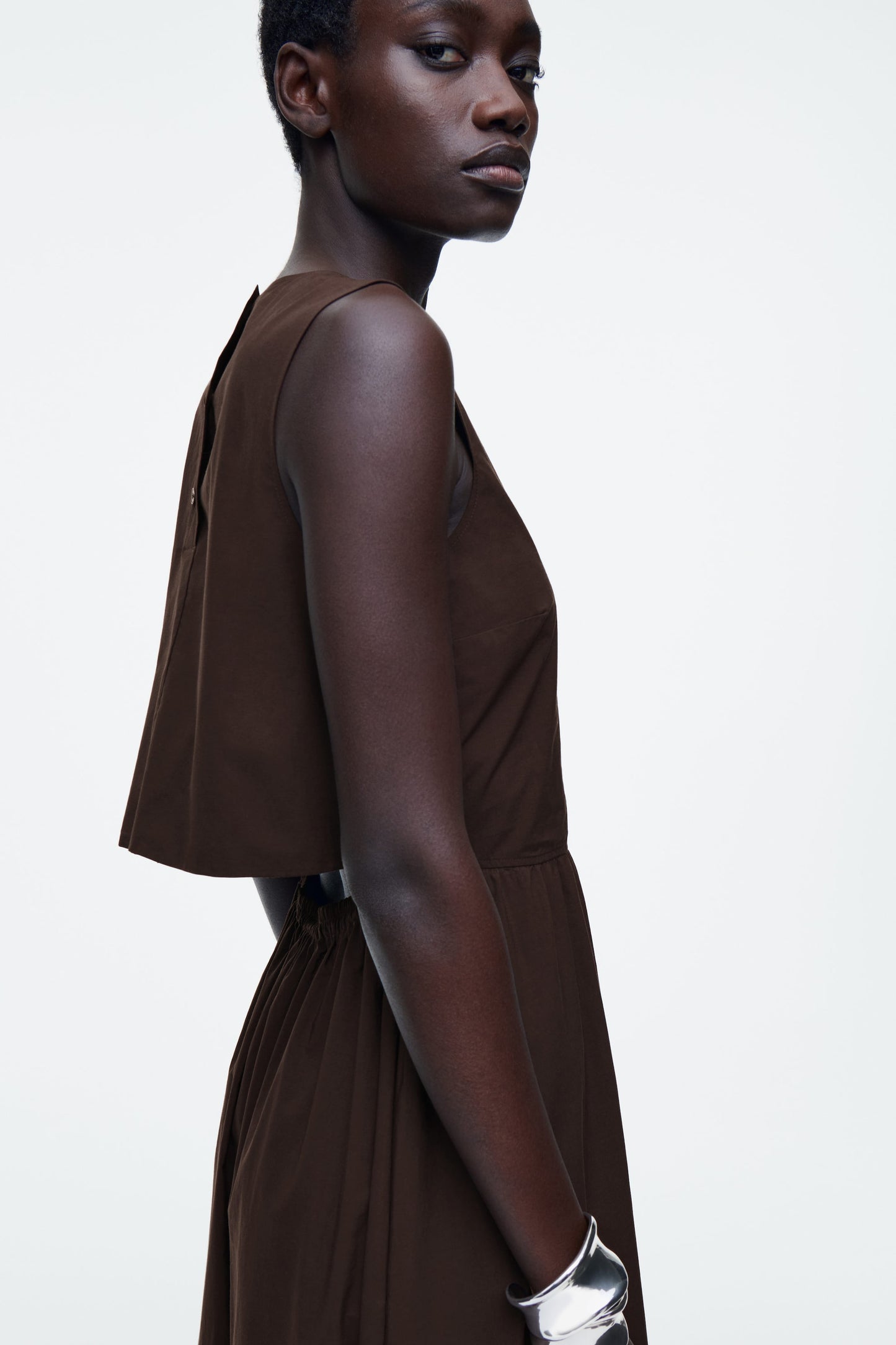 Open-back cotton midi dress