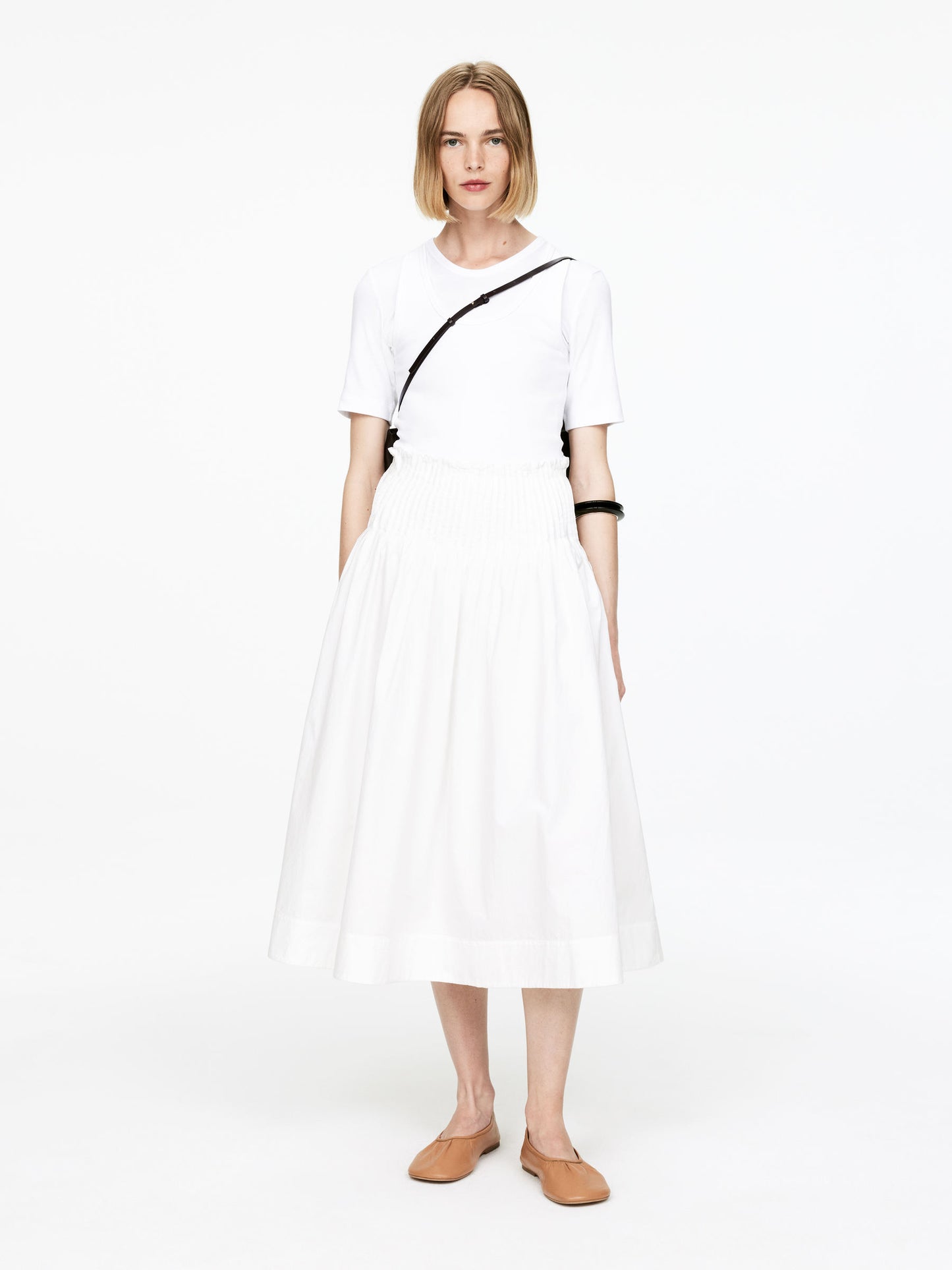 Pintuck Cotton Skirt