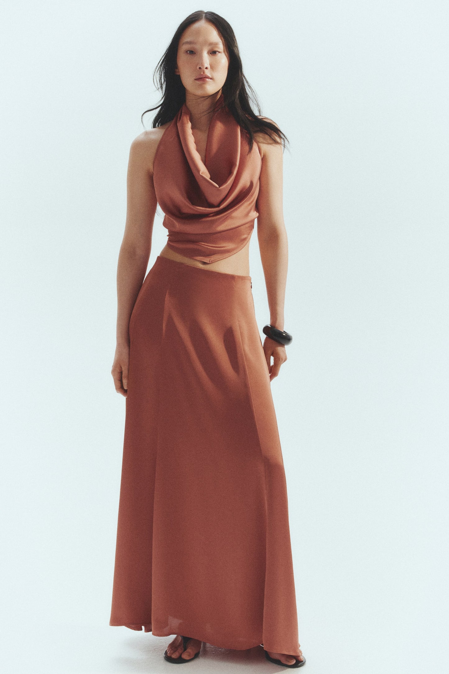 Satin maxi skirt