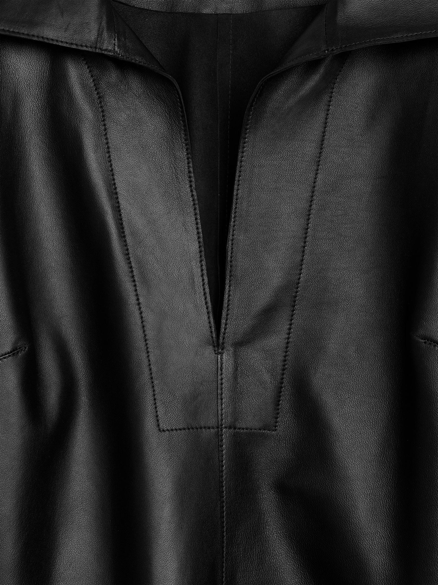 Open-Collar Leather Dress