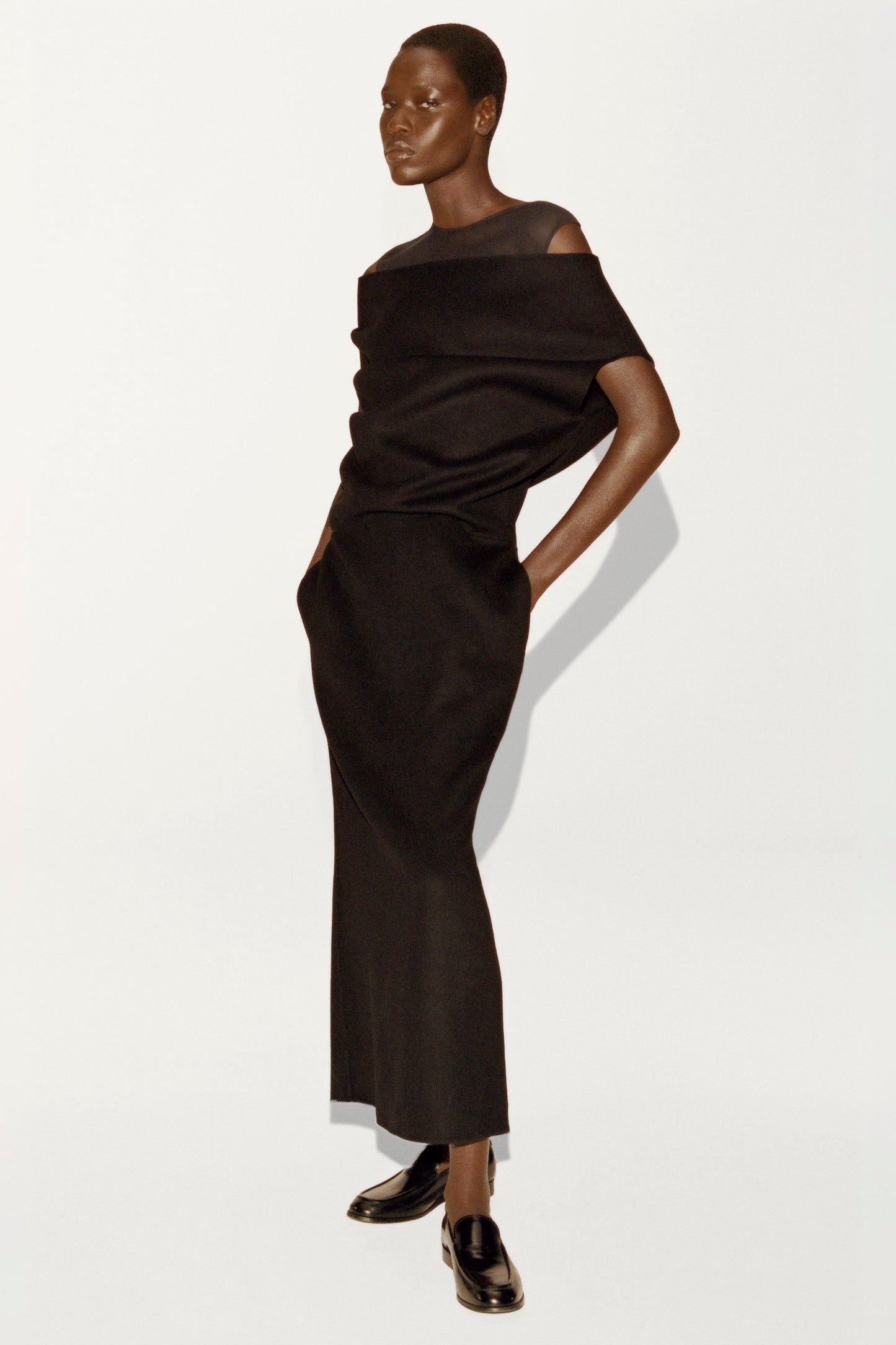 Off-The-Shoulder Wool-Silk Dress