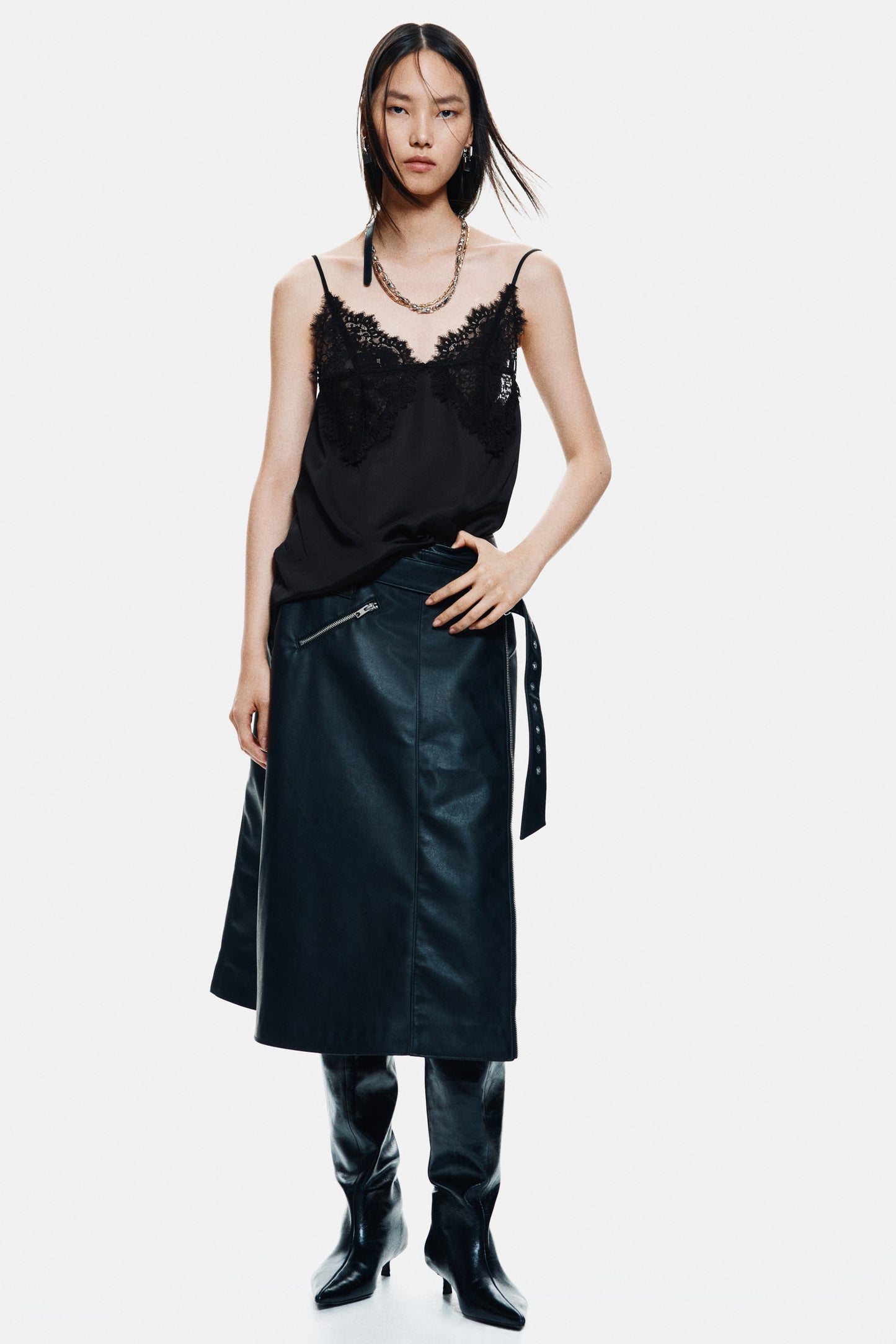 Lace-detail strappy top