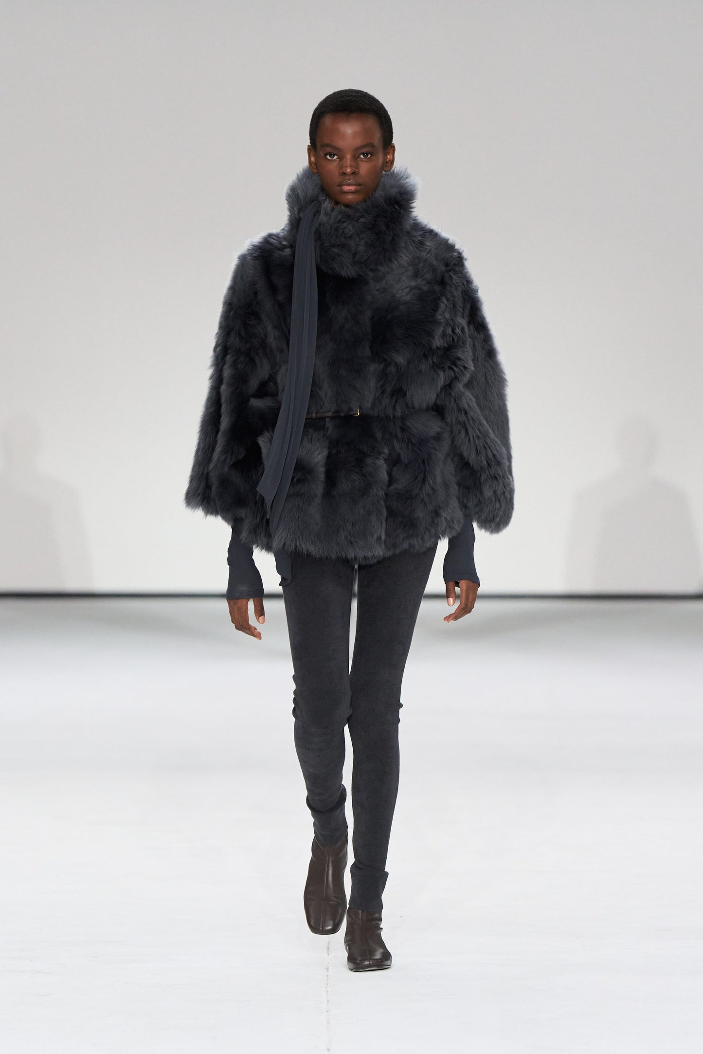 Funnel-Neck Shearling Jacket