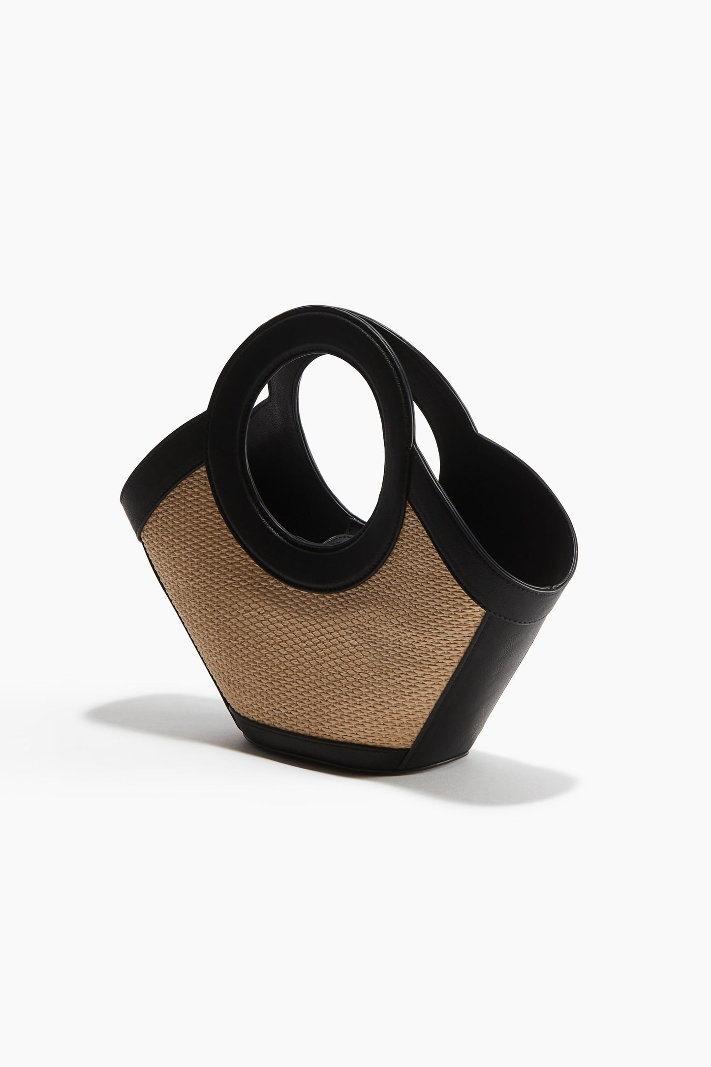 Coated-detail straw handbag
