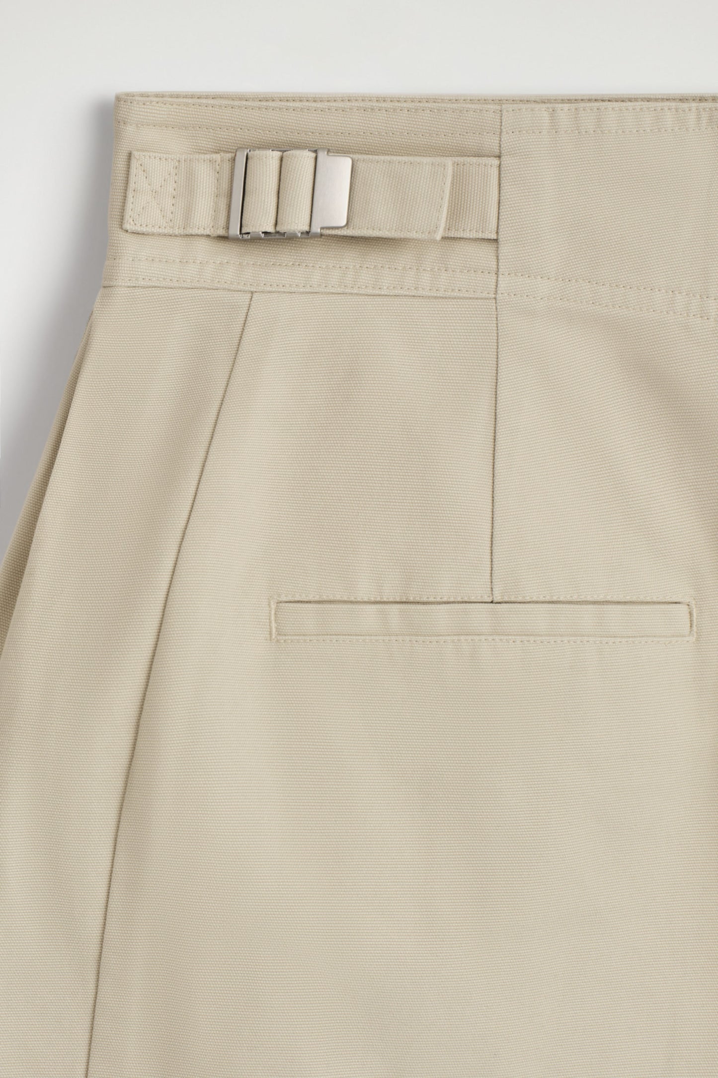 Pleated Buckle-Detail Mini Skirt