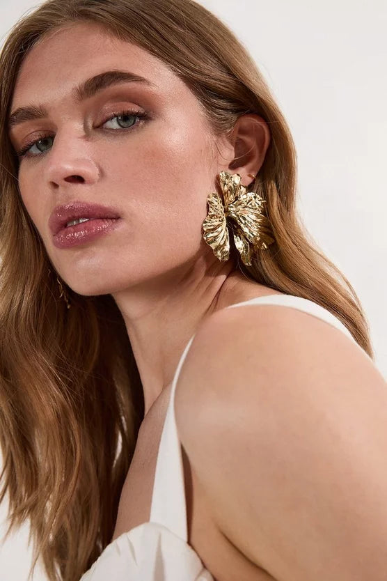 Gold Floral Stud Earrings