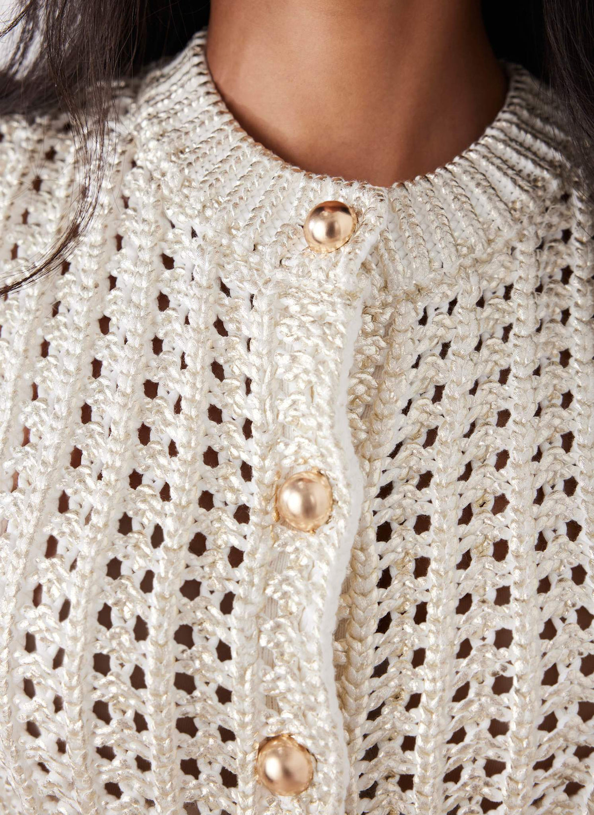 Gold Cotton Blend Foil Knit Waistcoat