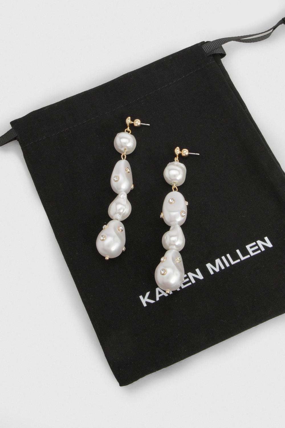 Pearl Diamante Drop Earrings