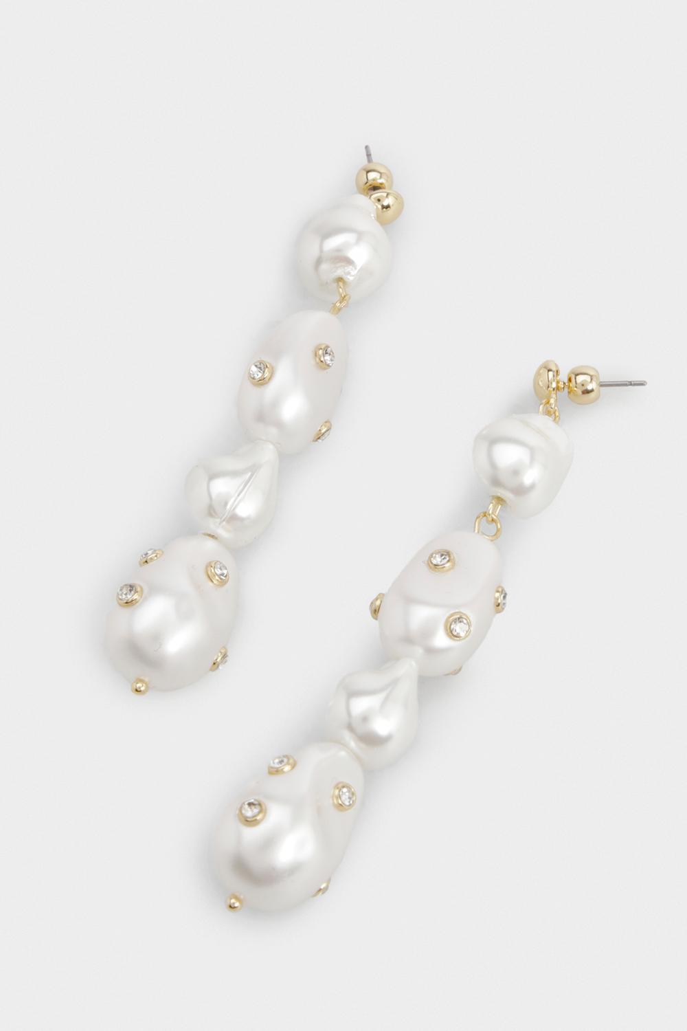 Pearl Diamante Drop Earrings