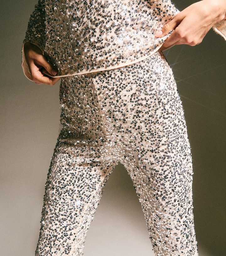 Gold Sequin Flared Trousers