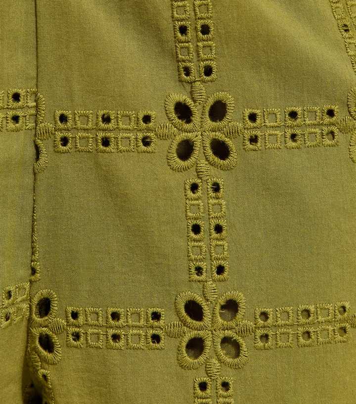 Green Cutwork Wide Leg Trousers
