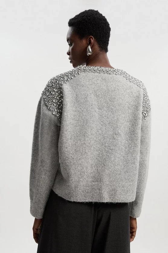 Embellished Trim Cosy Knit Jumper